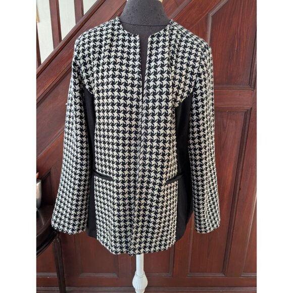 Womens Roz & ALI Houndstooth Longline Jacket Size 14/16 - Picture 1 of 9